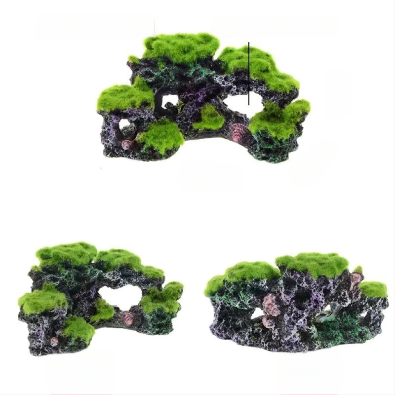 Akvariumo kraštovaizdžio flocking House dekoratyviniai dervos dirbiniai Paviljono kraštovaizdžio namas antikvarinis alpinariumas arkinis tiltas