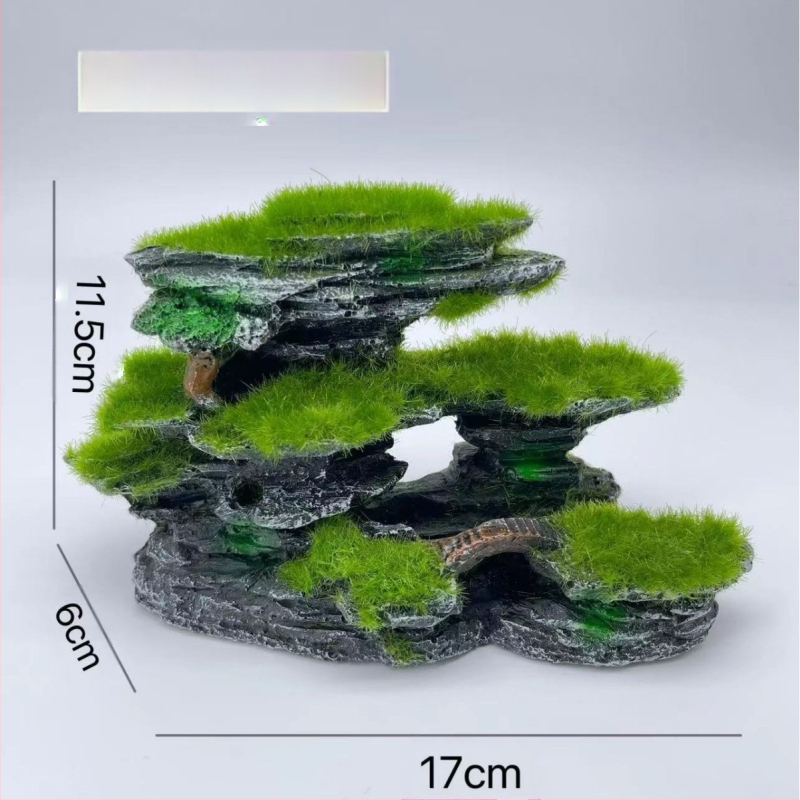Akvariumo kraštovaizdžio flocking House dekoratyviniai dervos dirbiniai Paviljono kraštovaizdžio namas antikvarinis alpinariumas arkinis tiltas