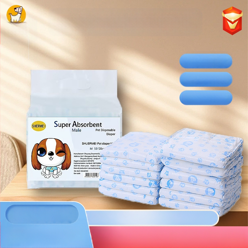 Vienkartiniai naminių gyvūnėlių sauskelnių įklotai, apsaugantys nuo šoninio nuotėkio, su „Velcro“ burnos šunų kelnėmis, šunų sauskelnių įklotai