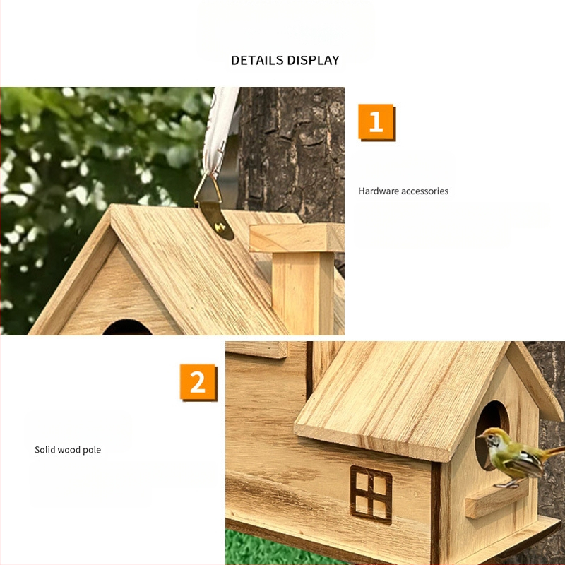 Prekogranično drveno ptičje gnijezdo zadebljana kućica za papige Pastoralna ekološki prihvatljiva vanjska kućica kavez za gnijezdo kućica za ptice kavez za ptice kućica za ptice