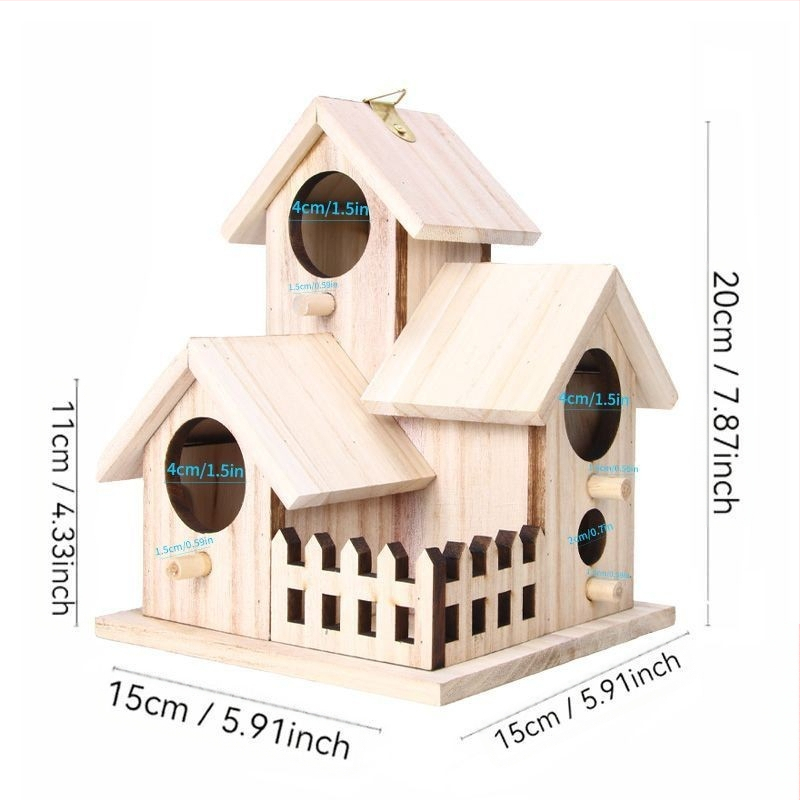 Prekogranično drveno ptičje gnijezdo zadebljana kućica za papige Pastoralna ekološki prihvatljiva vanjska kućica kavez za gnijezdo kućica za ptice kavez za ptice kućica za ptice