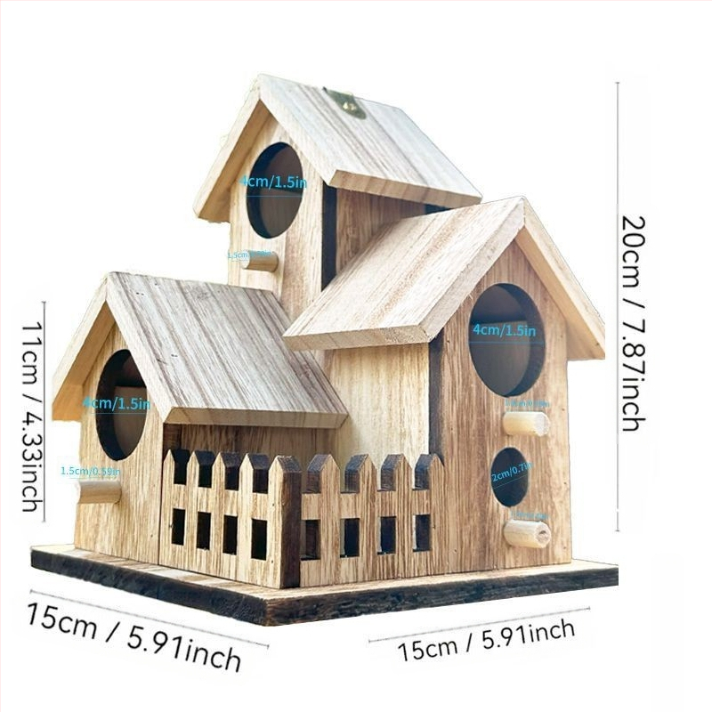 Prekogranično drveno ptičje gnijezdo zadebljana kućica za papige Pastoralna ekološki prihvatljiva vanjska kućica kavez za gnijezdo kućica za ptice kavez za ptice kućica za ptice