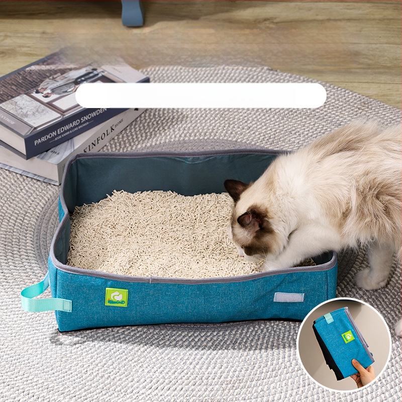 Litiera pentru pisici semi-închisă, pliabilă, transfrontalieră, portabilă, impermeabilă, din pânză Oxford, deschisă, pentru toaletă, litiera supradimensionată