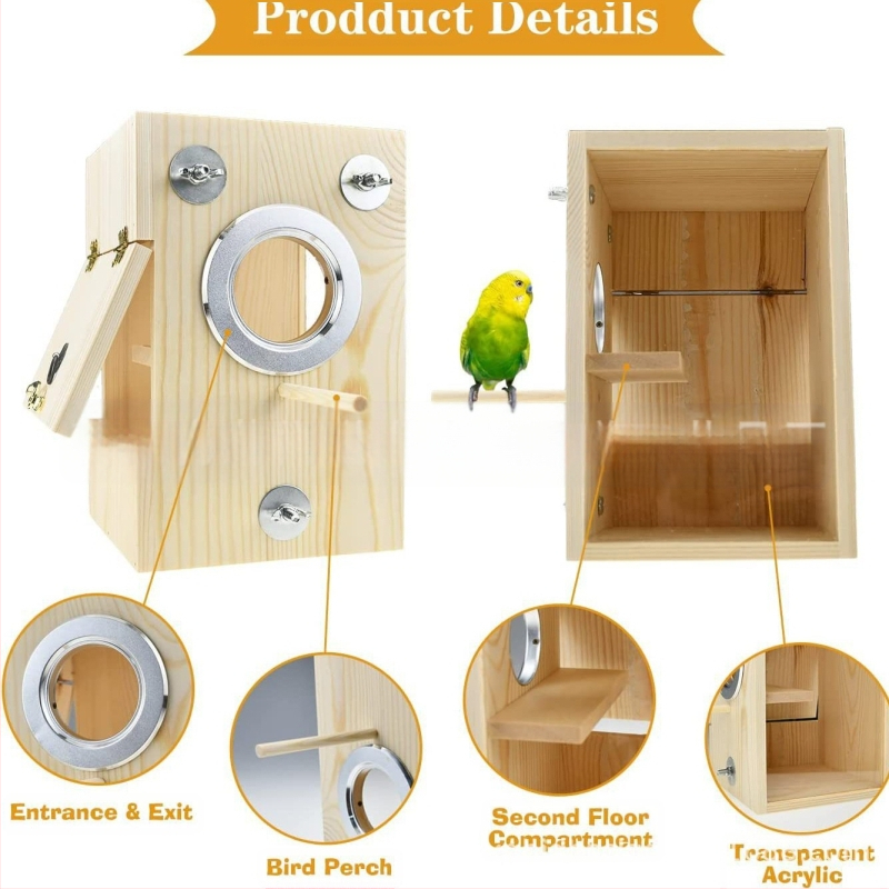 Cutie de reproducere a papagalilor, cutie verticală din piele de tigru, bujor, xuanfeng, cuib de papagal, cuib agățat, cuib de papagal cald, accesorii pentru colivie, consumabile