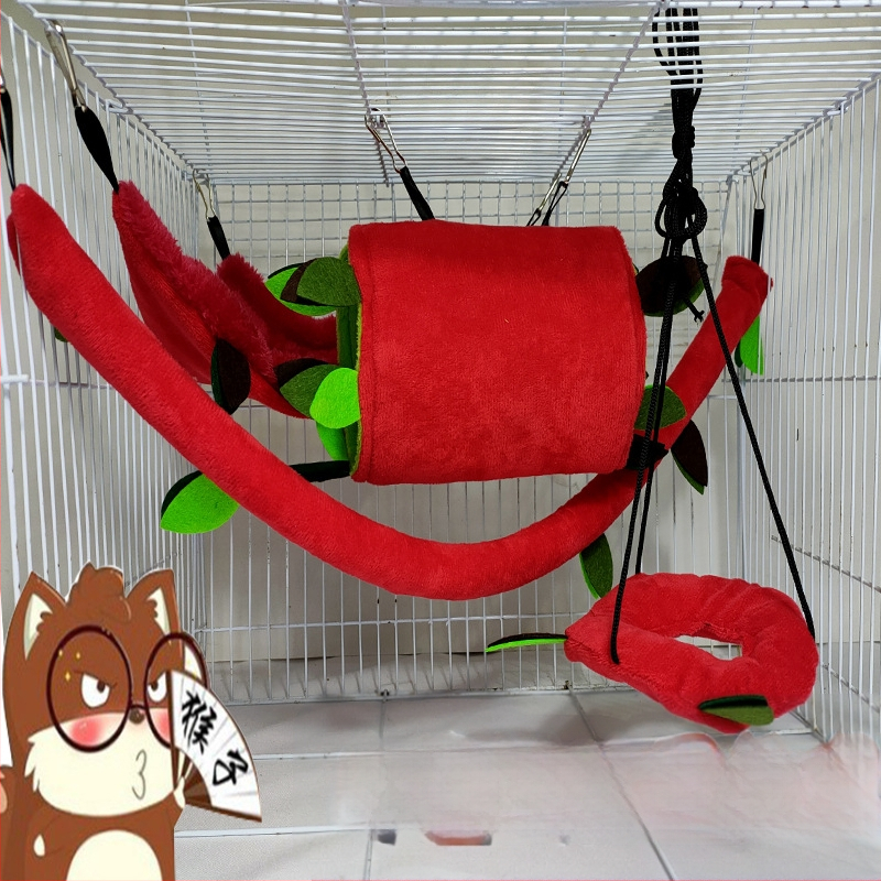 Mala plišana igračka za kućne ljubimce, hrčak, lišće, viseća ležaljka, žičara, bušilica, ljuljačka, set od pet dijelova, vjeverica, toplo pamučno viseće gnijezdo