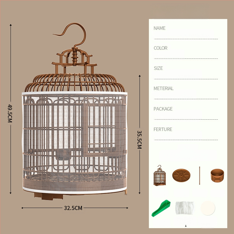 Linnupuuri kodu, suur luksuslik villa, vintage-stiilis plastist kandekuru, pojengist, tiigri nahast pärlpapagoist linnupuur
