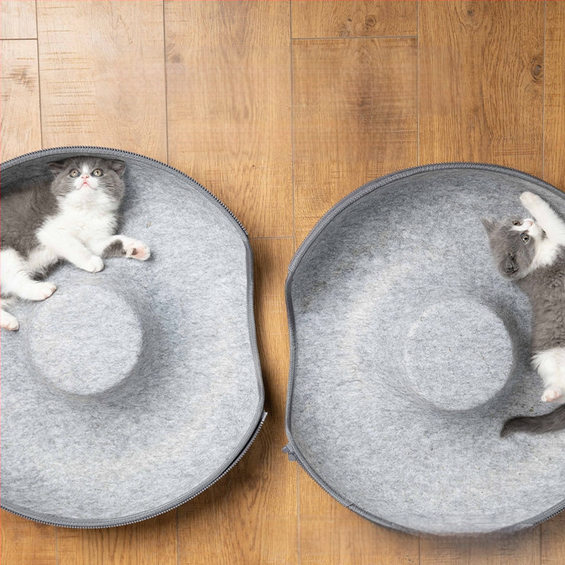 Filcano mačje gnijezdo, univerzalna mreža Four Seasons, crveni tunel za mačke s krafnom, poluzatvoreno, uklonjivo i perivo