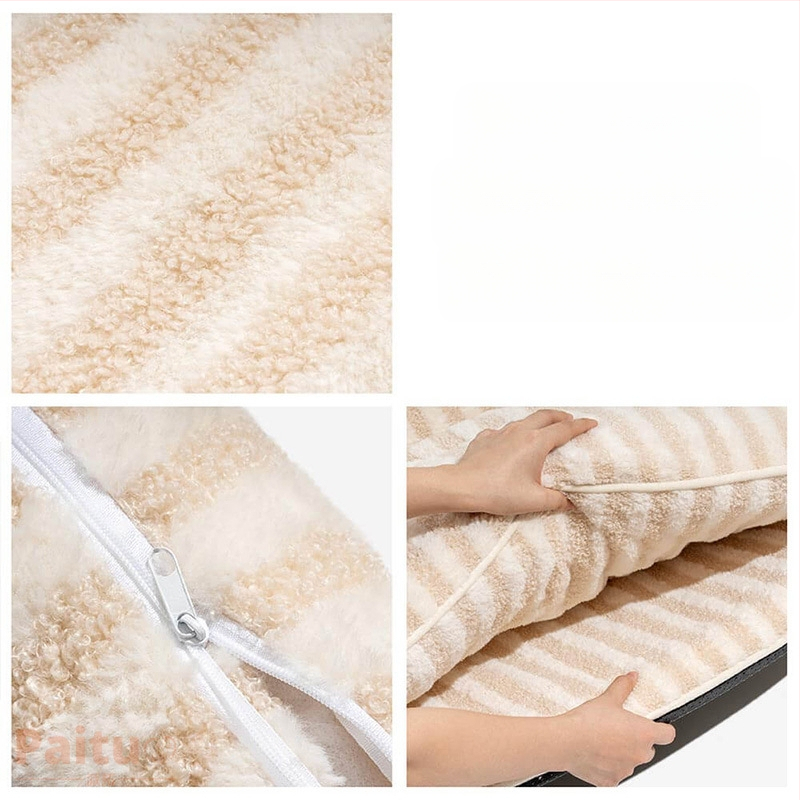 Kreativno prugasto plišano janjeće zimsko toplo mačje gnijezdo za kućne ljubimce, kauč na razvlačenje za pse, gnijezdo za kućne ljubimce, potpuno uklonjivo i perivo