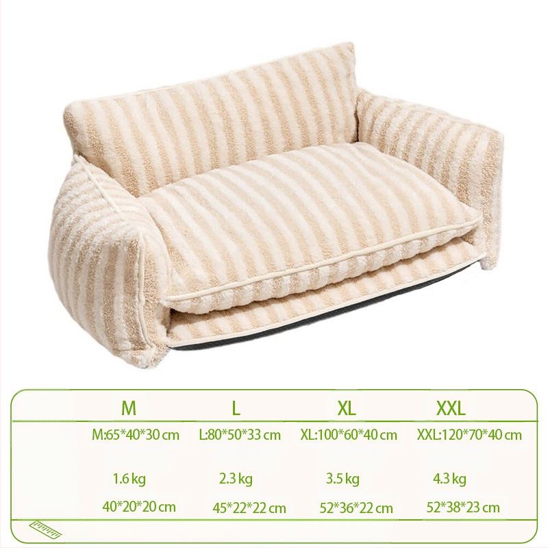 Kreativno prugasto plišano janjeće zimsko toplo mačje gnijezdo za kućne ljubimce, kauč na razvlačenje za pse, gnijezdo za kućne ljubimce, potpuno uklonjivo i perivo