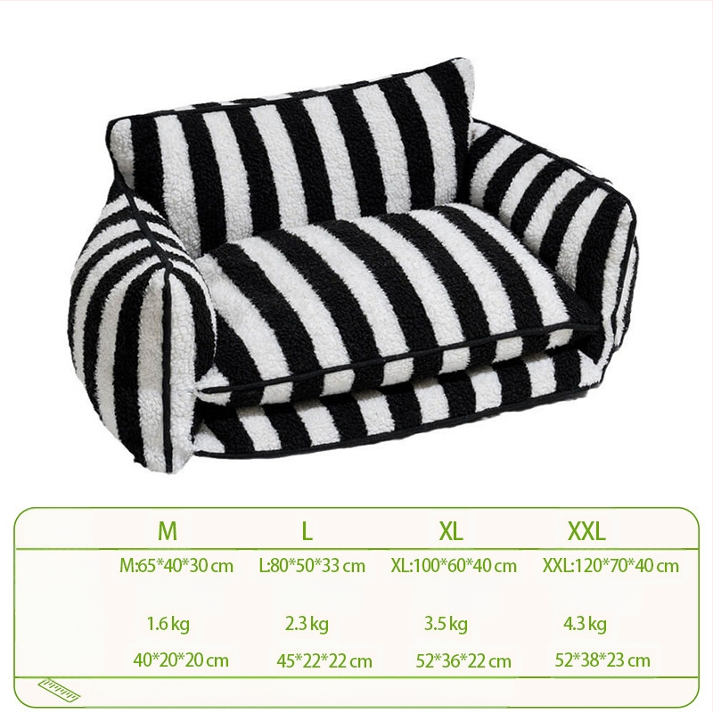 Kreativno prugasto plišano janjeće zimsko toplo mačje gnijezdo za kućne ljubimce, kauč na razvlačenje za pse, gnijezdo za kućne ljubimce, potpuno uklonjivo i perivo