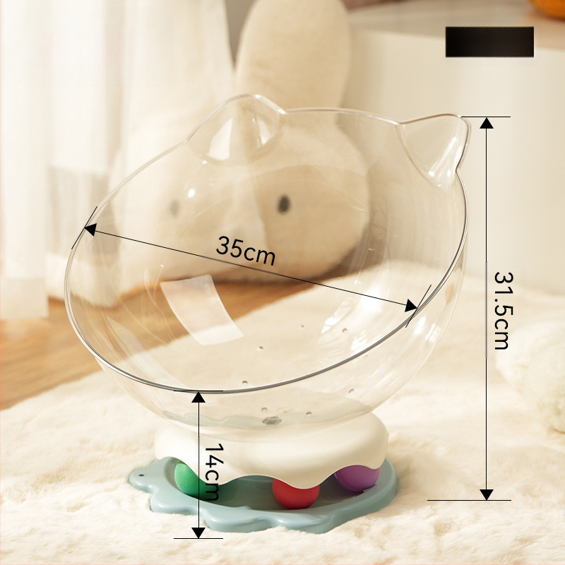 Cuib de pisică în formă de capsulă spațială pentru a ameliora plictiseala, jucărie pentru pisici cu placă rotativă încorporată și băț amuzant pentru pisici, cuib multifuncțional pentru pisici, pentru a se juca și a dormi