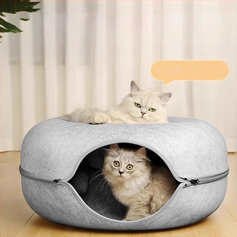 Cross-Border Donut filcano gnijezdo za mačke, uklonjivo i perivo, zatvoreno gnijezdo za kućne ljubimce, univerzalni tunel za mačke od filca za četiri godišnja doba