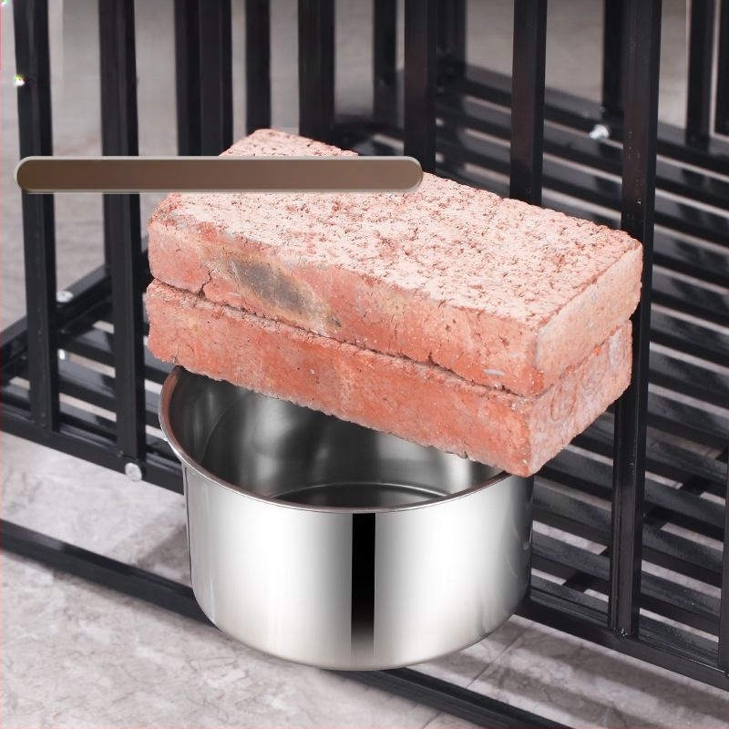 Lonac za pse od nehrđajućeg čelika, zdjela za pse s otpornošću na prevrtanje, velika viseća zdjela za pse, pojilica, lonac za mačke s fiksnim kavezom, zdjela za kućne ljubimce