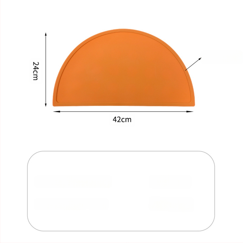 Keresztbe helyezhető, nagy, félkör alakú, vastagított, egyszínű, gyermek szilikon alátét, hőszigetelt, csúszásmentes, kopásálló, könnyen tisztítható gurulós alátét