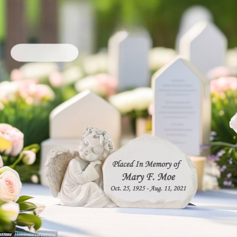 Tarpvalstybinis mažojo angelo alpinariume augintinio antkapis gali būti graviruojamas, kad būtų atmintyje lauko sodo kiemo dekoratyvinė dervos švytuoklė