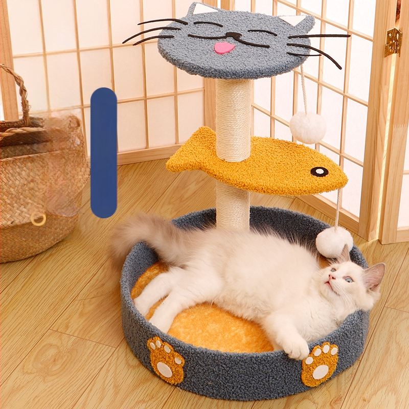 Szizál macskakaparódeszka macskafészek integrált függőleges macskaoszlop kenderkötél kopásálló, korpásodásmentes játék nem takaró kisállat-kellékek