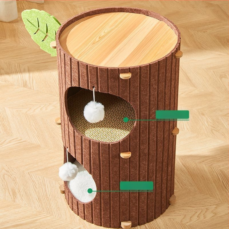 Internetinis šventinis daugiasluoksnis katės lizdas, katės draskymo lenta, veltinio lizdas, „Four Seasons“ universalus katės draskymo medis, naminių gyvūnėlių reikmenys, kačių vila, integruota, atspari dilimui