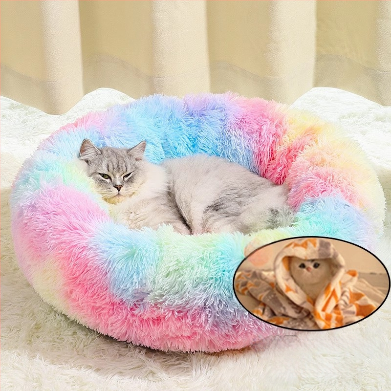 Котешко гнездо Kennel Four Seasons Универсално зимно топло плюшено котешко гнездо за спане, голямо, средно, малко куче, домашни любимци