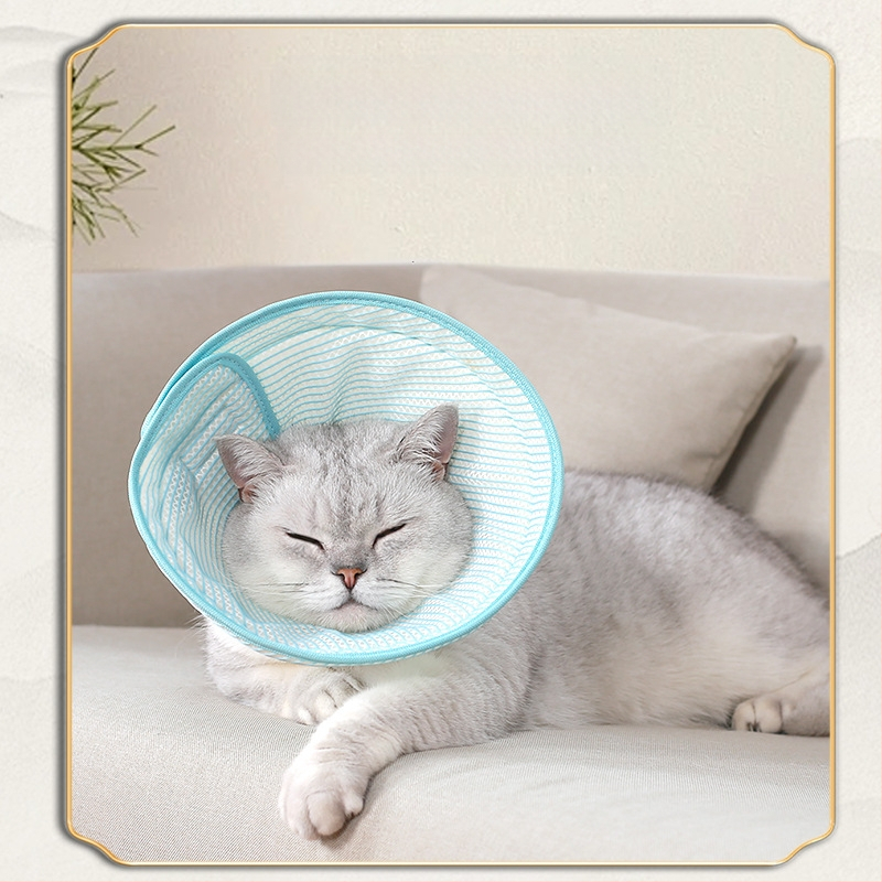 Дишаща елизабетинска каишка за домашни любимци в китайски стил, сгъваема, за котки и кучета, против хапане и облизване, мека каишка