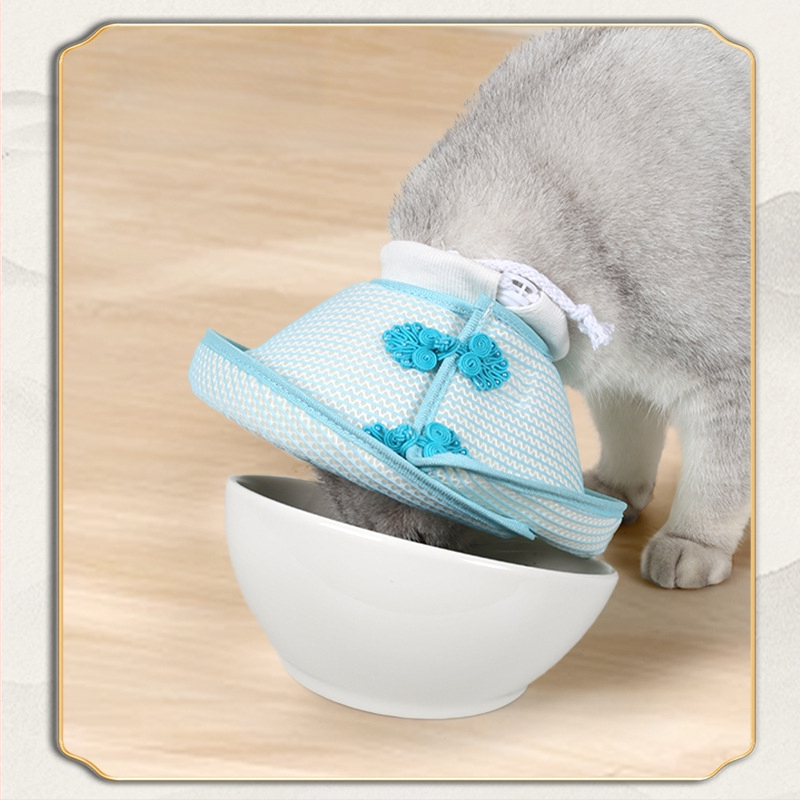 Дишаща елизабетинска каишка за домашни любимци в китайски стил, сгъваема, за котки и кучета, против хапане и облизване, мека каишка