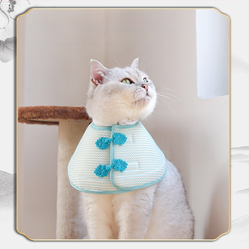 Дишаща елизабетинска каишка за домашни любимци в китайски стил, сгъваема, за котки и кучета, против хапане и облизване, мека каишка