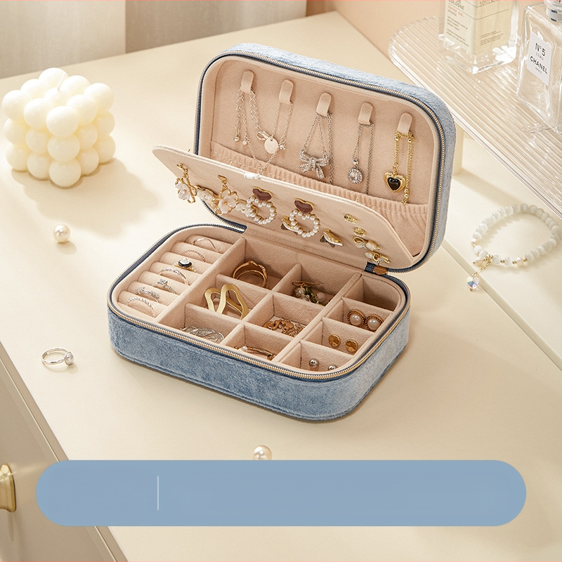 Pārrobežu rotaslietu kastīte samta augstas klases divslāņu lielas ietilpības auskari gredzens kaklarota rotaslietu uzglabāšana roku rotaslietu uzglabāšanas kaste