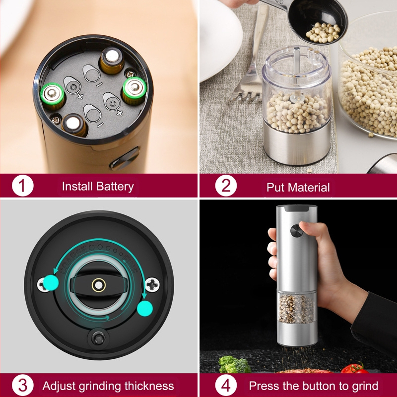 Производителите на Yuole могат да добавят LOGO кухненски артефакт трансгранична тенджера за готвене от неръждаема стомана с черен пипер, електрическа мелачка за пипер