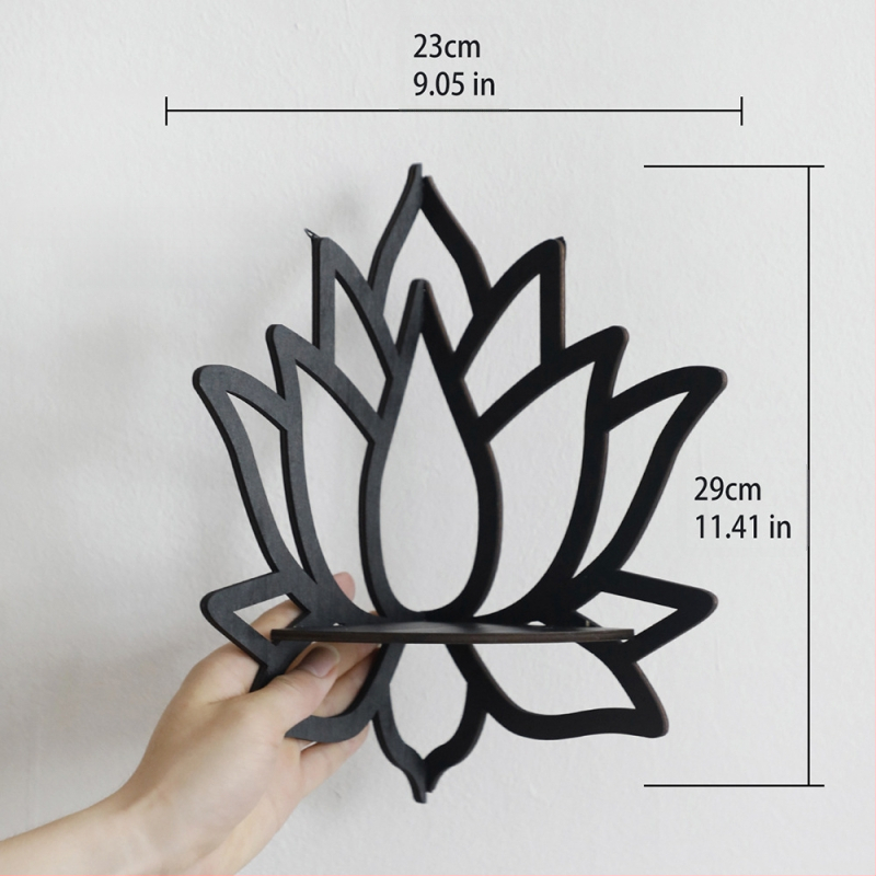 Бохемски дървен кух ъглов кристален рафт Lotus, обикновен домашен декор за спалня Homestay, на едро