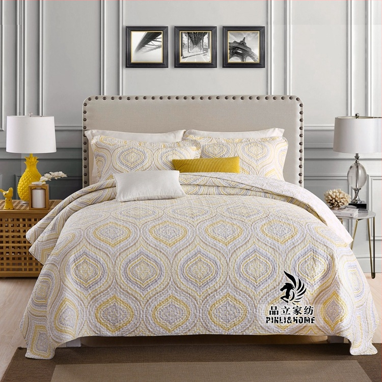 „Pinli“ namų tekstilės užsienio prekybos medvilninis lovos užtiesalas, trijų dalių komplektas, amerikietiškos imitacijos antklodė, spausdinta medvilninė oro kondicionavimo antklodė