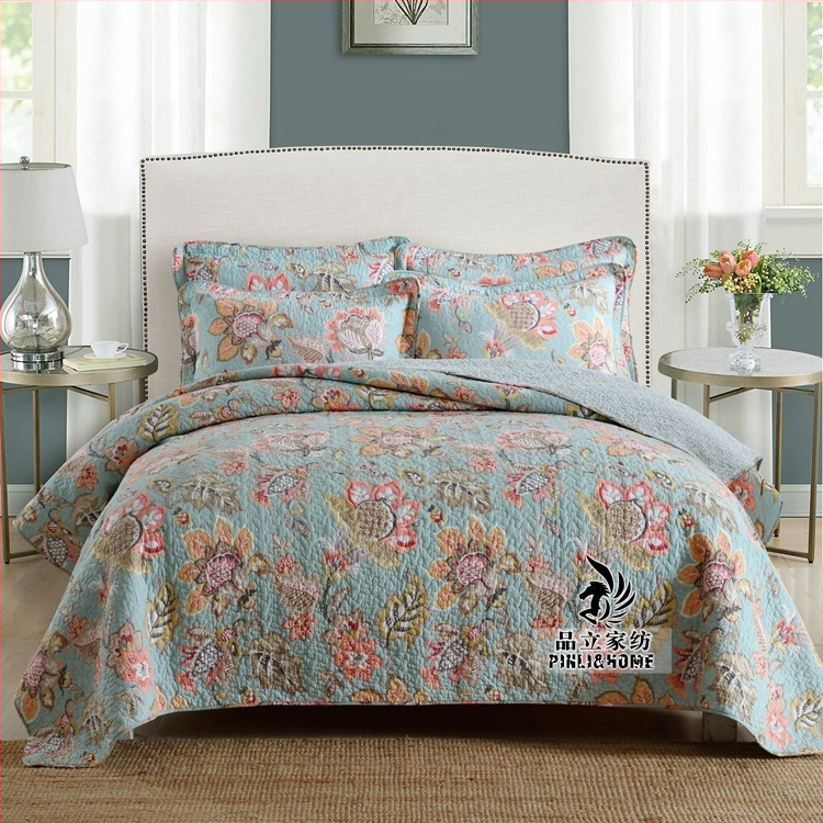 „Pinli“ namų tekstilės užsienio prekybos medvilninis lovos užtiesalas, trijų dalių komplektas, amerikietiškos imitacijos antklodė, spausdinta medvilninė oro kondicionavimo antklodė