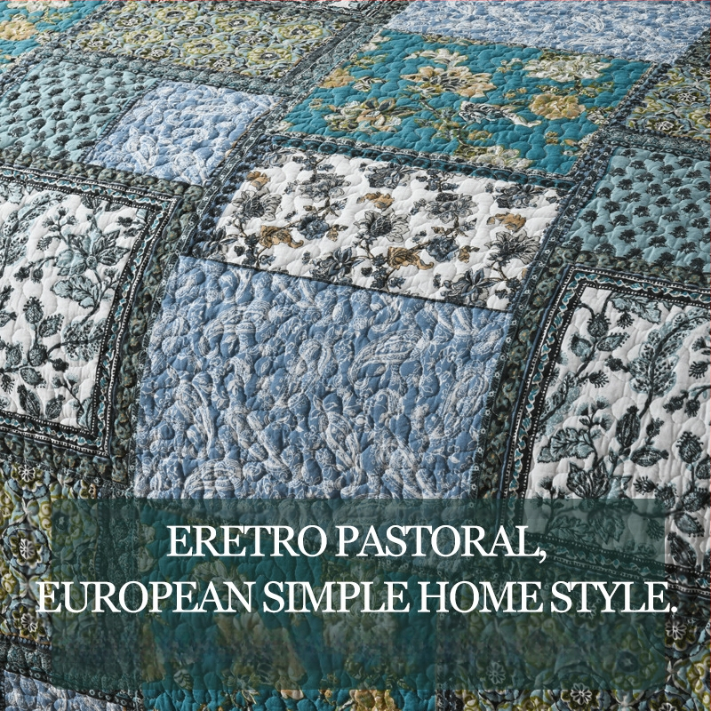 „Pinli“ namų tekstilės užsienio prekybos medvilninis lovos užtiesalas, trijų dalių komplektas, amerikietiškos imitacijos antklodė, spausdinta medvilninė oro kondicionavimo antklodė