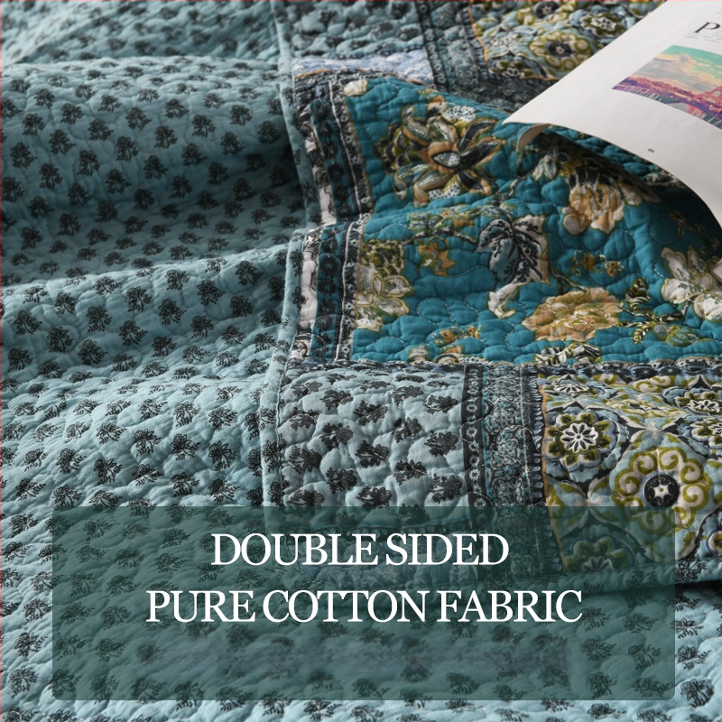 „Pinli“ namų tekstilės užsienio prekybos medvilninis lovos užtiesalas, trijų dalių komplektas, amerikietiškos imitacijos antklodė, spausdinta medvilninė oro kondicionavimo antklodė