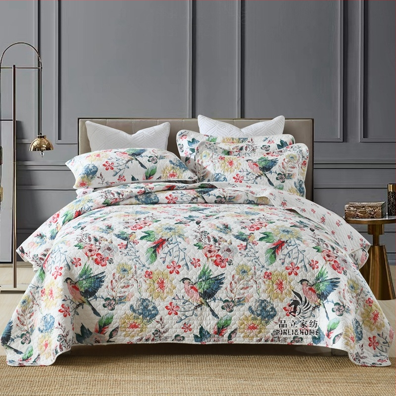 „Pinli“ namų tekstilės užsienio prekybos medvilninis lovos užtiesalas, trijų dalių komplektas, amerikietiškos imitacijos antklodė, spausdinta medvilninė oro kondicionavimo antklodė
