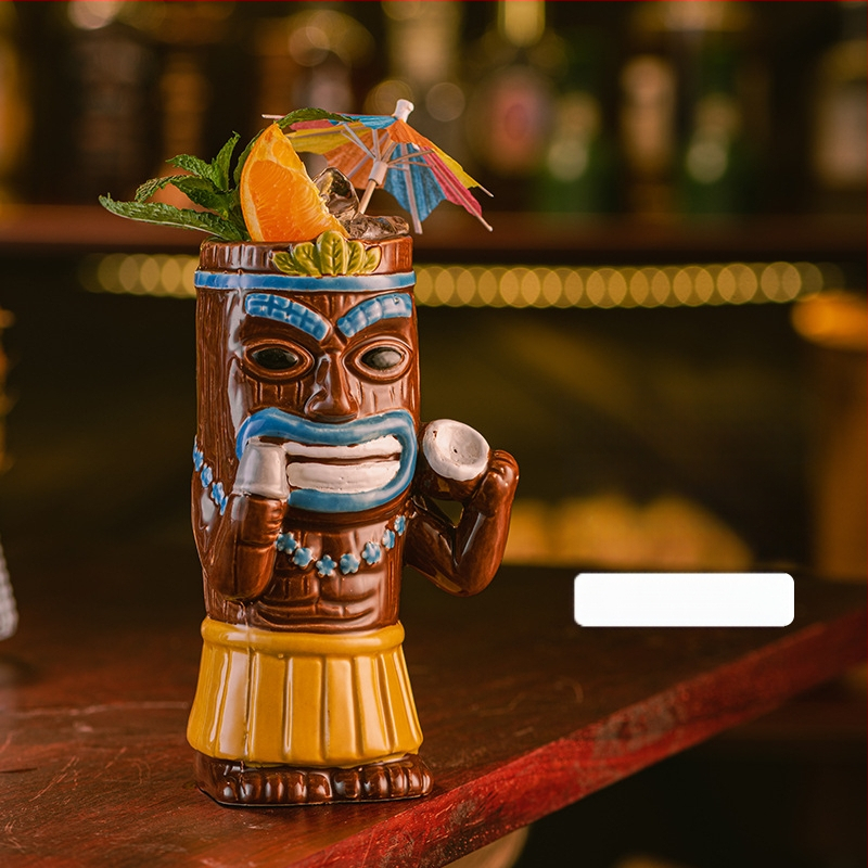 Havajietiškas Tiki puodelis Tiki puodelis Kūrybingas kokteilių puodelis Keraminis puodelis Baro vyno puodelis Specialūs puodelių papuošimai