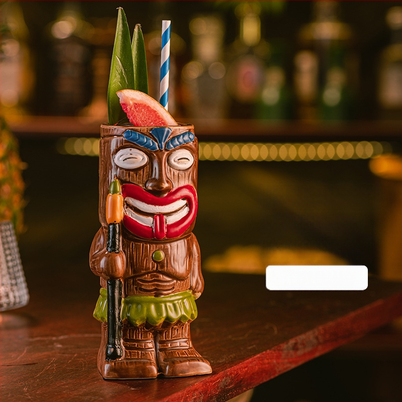 Havajietiškas Tiki puodelis Tiki puodelis Kūrybingas kokteilių puodelis Keraminis puodelis Baro vyno puodelis Specialūs puodelių papuošimai