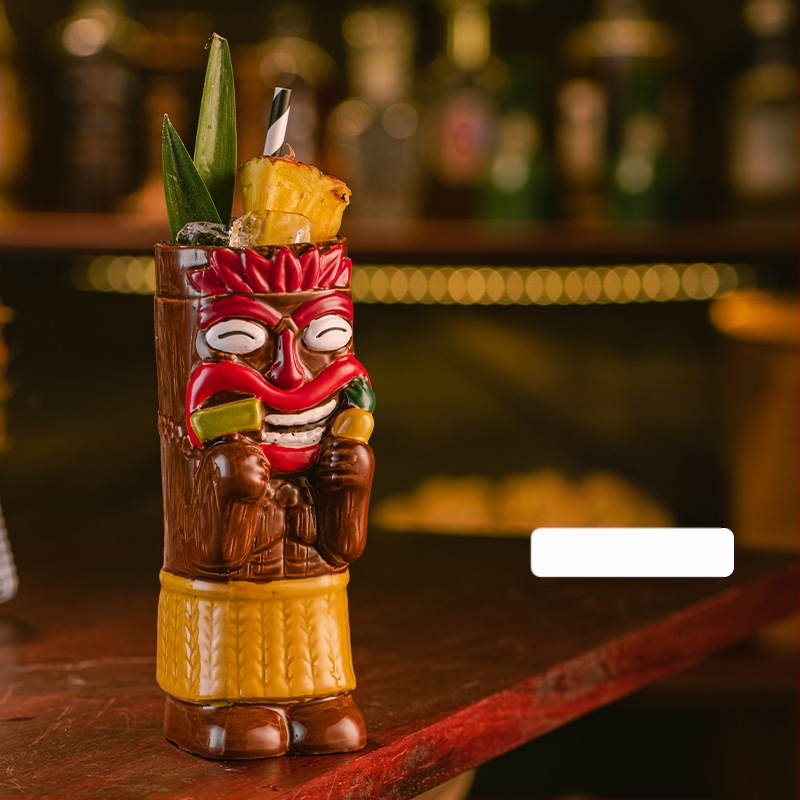 Havajietiškas Tiki puodelis Tiki puodelis Kūrybingas kokteilių puodelis Keraminis puodelis Baro vyno puodelis Specialūs puodelių papuošimai