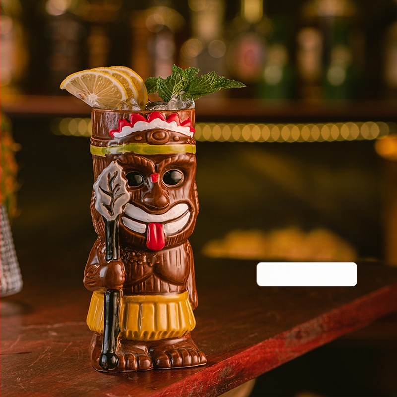 Havajietiškas Tiki puodelis Tiki puodelis Kūrybingas kokteilių puodelis Keraminis puodelis Baro vyno puodelis Specialūs puodelių papuošimai