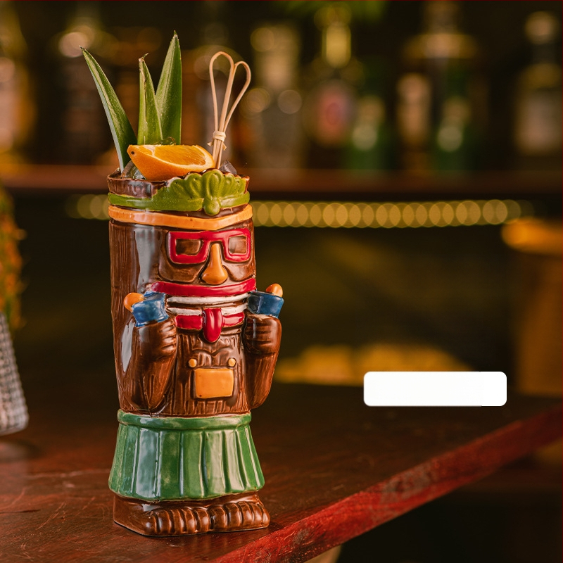 Havajietiškas Tiki puodelis Tiki puodelis Kūrybingas kokteilių puodelis Keraminis puodelis Baro vyno puodelis Specialūs puodelių papuošimai