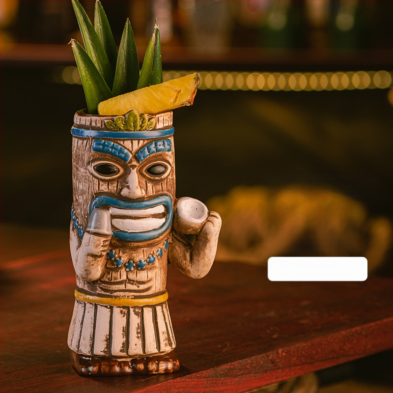 Havajietiškas Tiki puodelis Tiki puodelis Kūrybingas kokteilių puodelis Keraminis puodelis Baro vyno puodelis Specialūs puodelių papuošimai