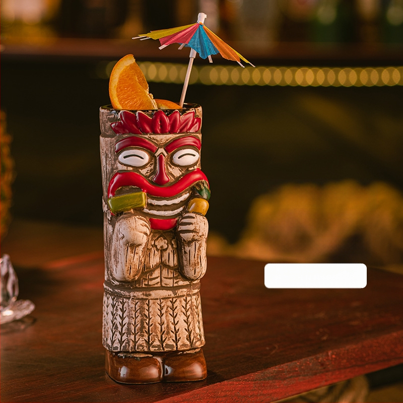 Havajietiškas Tiki puodelis Tiki puodelis Kūrybingas kokteilių puodelis Keraminis puodelis Baro vyno puodelis Specialūs puodelių papuošimai