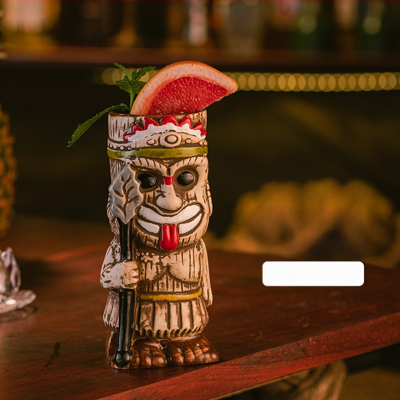 Havajietiškas Tiki puodelis Tiki puodelis Kūrybingas kokteilių puodelis Keraminis puodelis Baro vyno puodelis Specialūs puodelių papuošimai