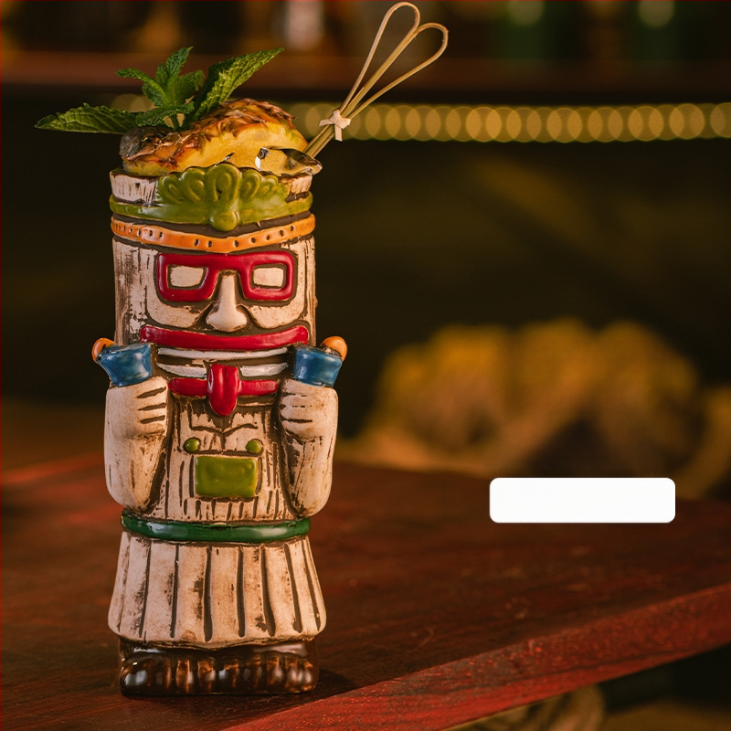 Havajietiškas Tiki puodelis Tiki puodelis Kūrybingas kokteilių puodelis Keraminis puodelis Baro vyno puodelis Specialūs puodelių papuošimai