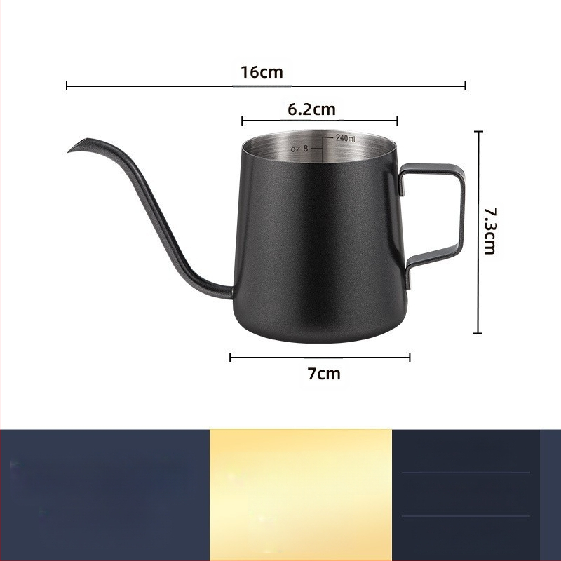 Nerūdijančio plieno kavos virimo aparatas, mini kavos virimo aparatas, juodas teflono plonas kavos virimo aparatas