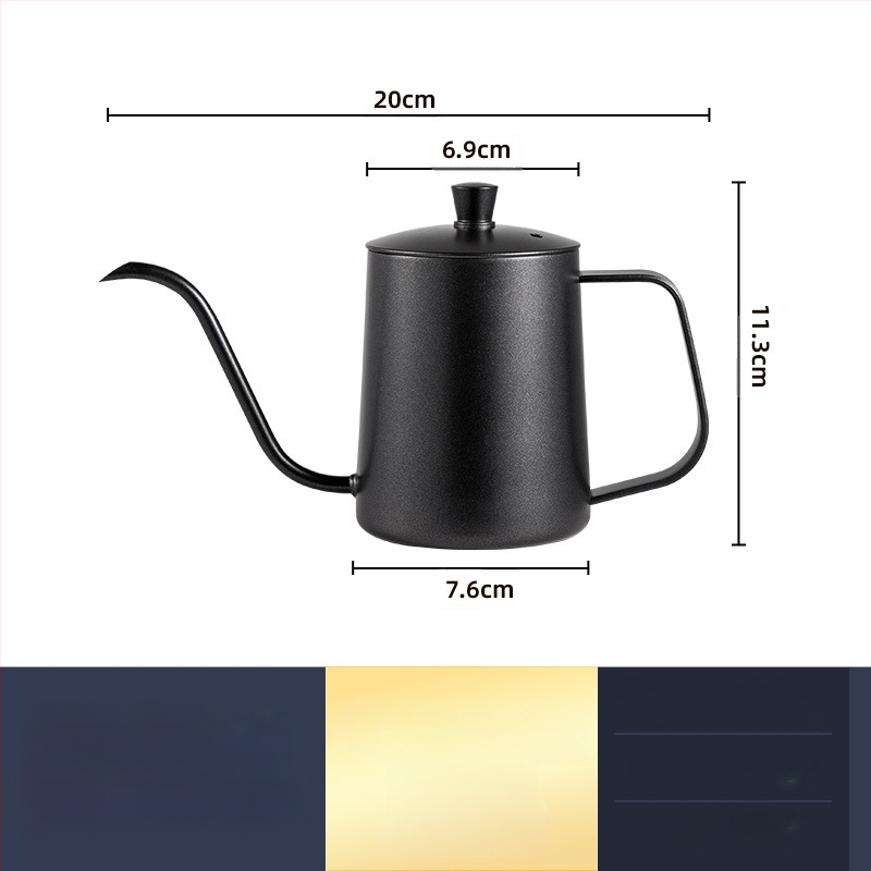 Ръчна кана за кафе от неръждаема стомана, мини ръчна кана, черна тефлонова кана с тънка уста, уред за кафе