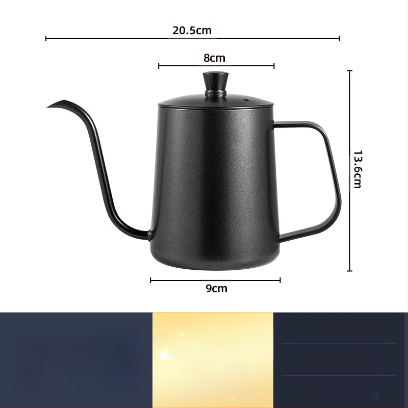 Nerūdijančio plieno kavos virimo aparatas, mini kavos virimo aparatas, juodas teflono plonas kavos virimo aparatas