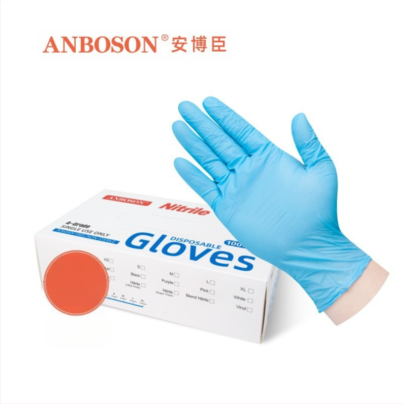 Χονδρικά γάντια Ambochen μιας χρήσης, ανθεκτικά σε τρόφιμα, μπλε νιτριλίου, αγγλικά αδιάβροχα γάντια κουζίνας Ding Qing λαδιού