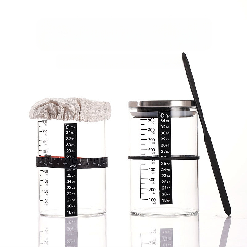 Didelio borosilikato 32oz raugintos duonos permatoma mielių Petri lėkštelė, kryžminė fermentuotos tešlos duonos kepimo reikmenų sandarus stiklainis