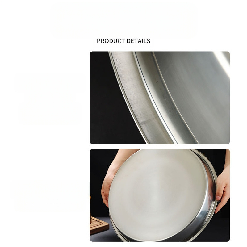Πιάτο από ανοξείδωτο ατσάλι 316, επίπεδης βάσης, ρηχό πιάτο ατμού, στρογγυλό πιάτο σιδήρου, πυκνωμένο πιάτο