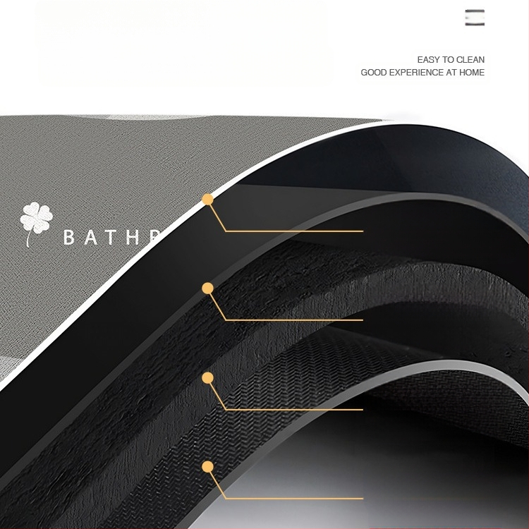 Išlenktas vonios kambario kilimėlis, neslystantis, stipriai sugeriantis kilimas, dušo kambarys, vėduoklės formos, pusapvalis, diatomų purvas, greitai džiūstantis pėdų kilimėlis