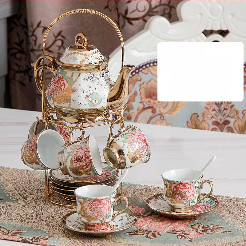 Комплект за чай от 20 части в европейски стил, керамична чаша за кафе, ароматизиран чай, комплект за следобеден чай в английски стил, винтидж сватбен подарък, чаша за вода